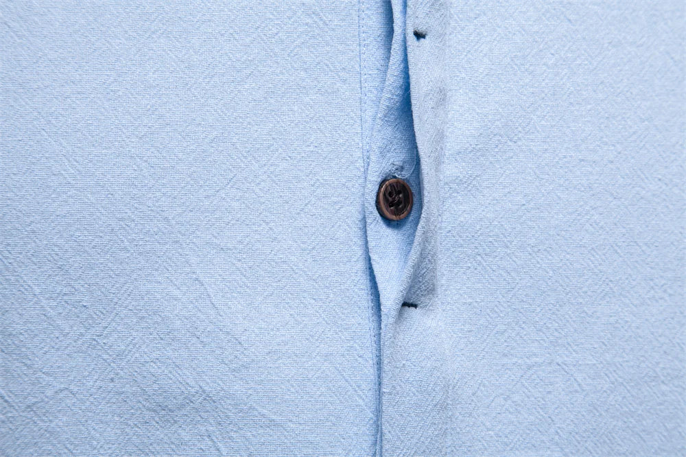 Men's Short Sleeve Solid Colour Linen Shirt Turn Down Collar Casual Summer Breathable Comfort Shirts for Men‌