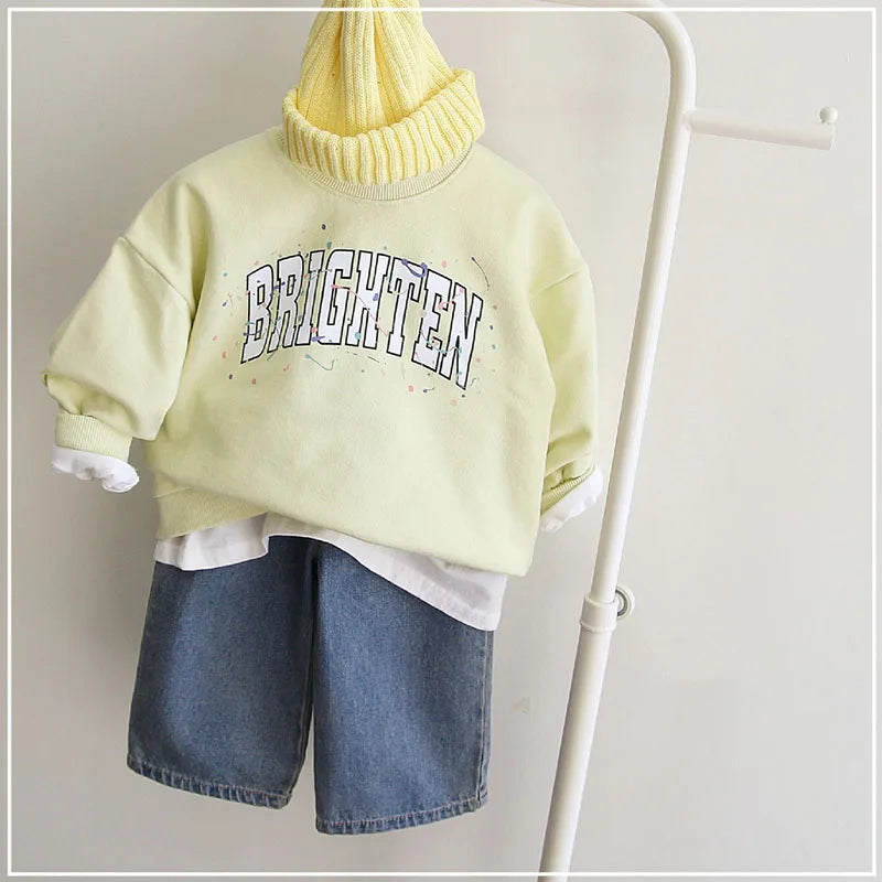 New Autumn Girls Boys Solid Colour Fashion Trousers Kids Pants Children Loose Wide Leg Jeans 1-6Y Unisex