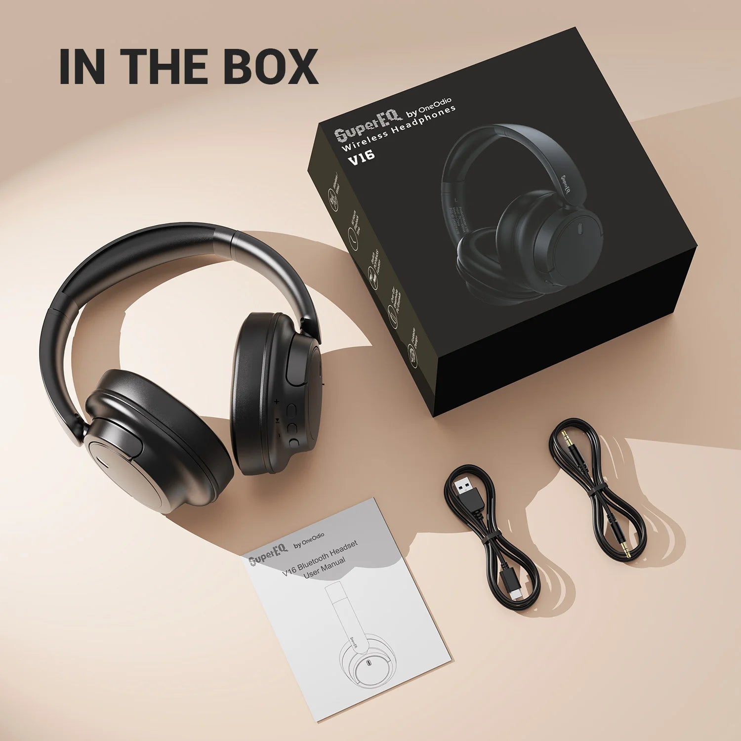 Oneodio SuperEQ V16 Wireless Bluetooth 5.3 Headphones 40mm Driver Headsets 90Hrs Playtime Over-Ear Bluetooth Headset