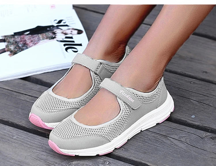 Sneakers For Women Breathable 2025 New Fashion Flat Soft Woman Vulcanize Shoes Mesh Fabric Women Shoes Female Footwear