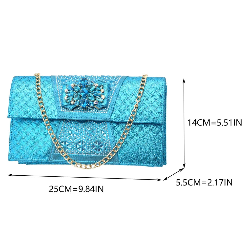 Matching Nigerian Party Shoes and Bags for Ladies Elegant Heeled Shoes for Women Rhinestone African Bag and Shoe Set
