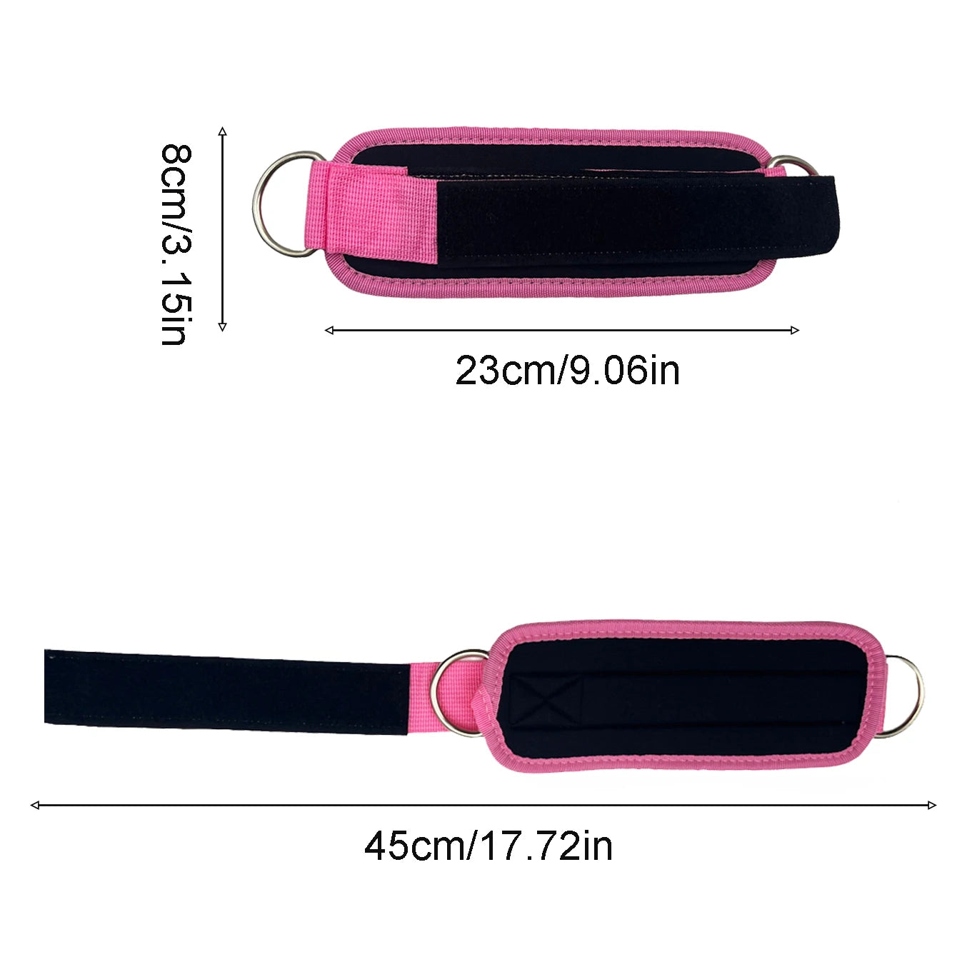 2 stuks enkelbanden met kabel en dubbele D-ring voor enkelboeien voor sportschooltrainingen, bilspieren, benen, kracht, extensies, training, brace, ondersteuning, sport