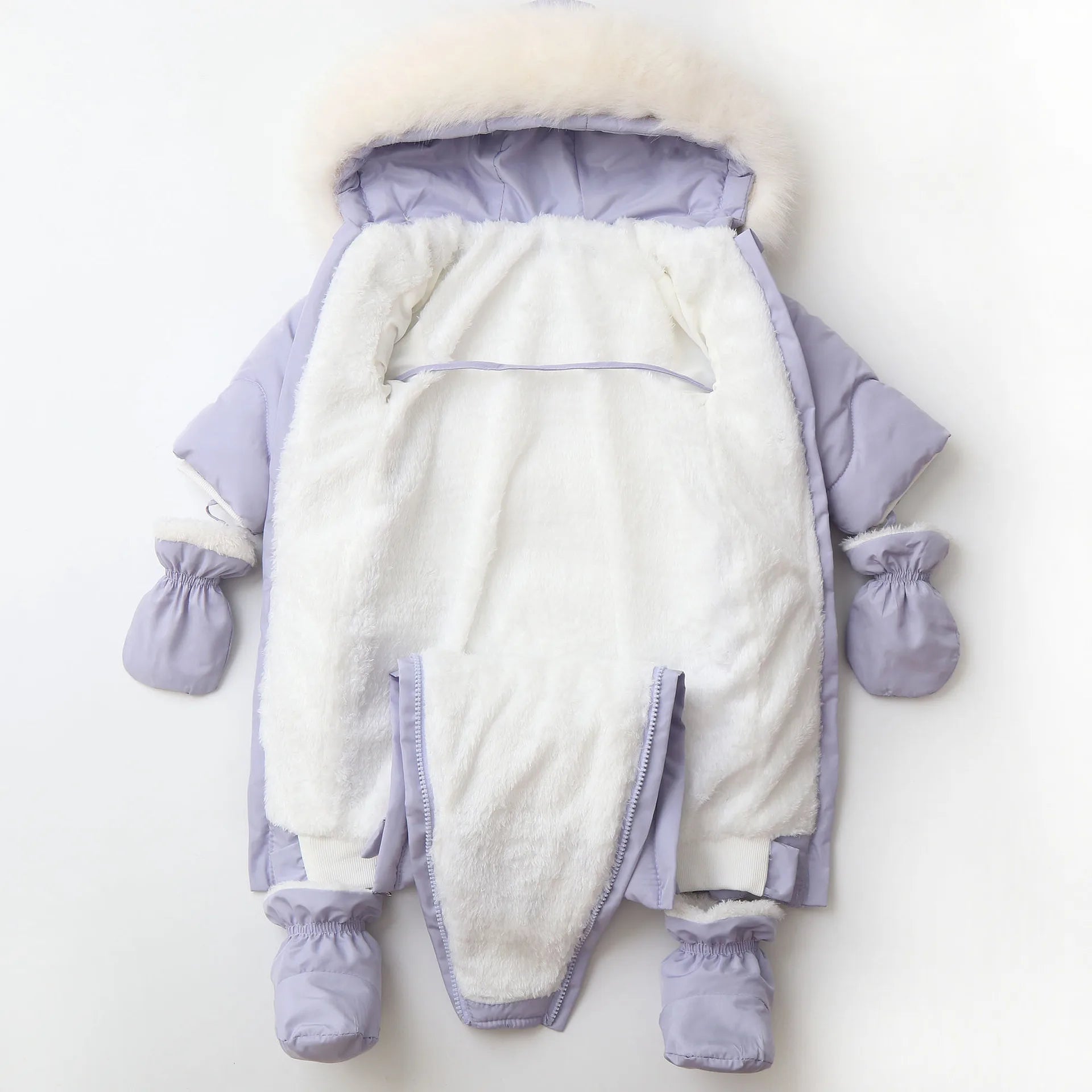 Winter Baby Rompers  Fur Lining Boys Jumpsuits Warm Fleece Padded Toddler Snowsuit Infant Outfit
