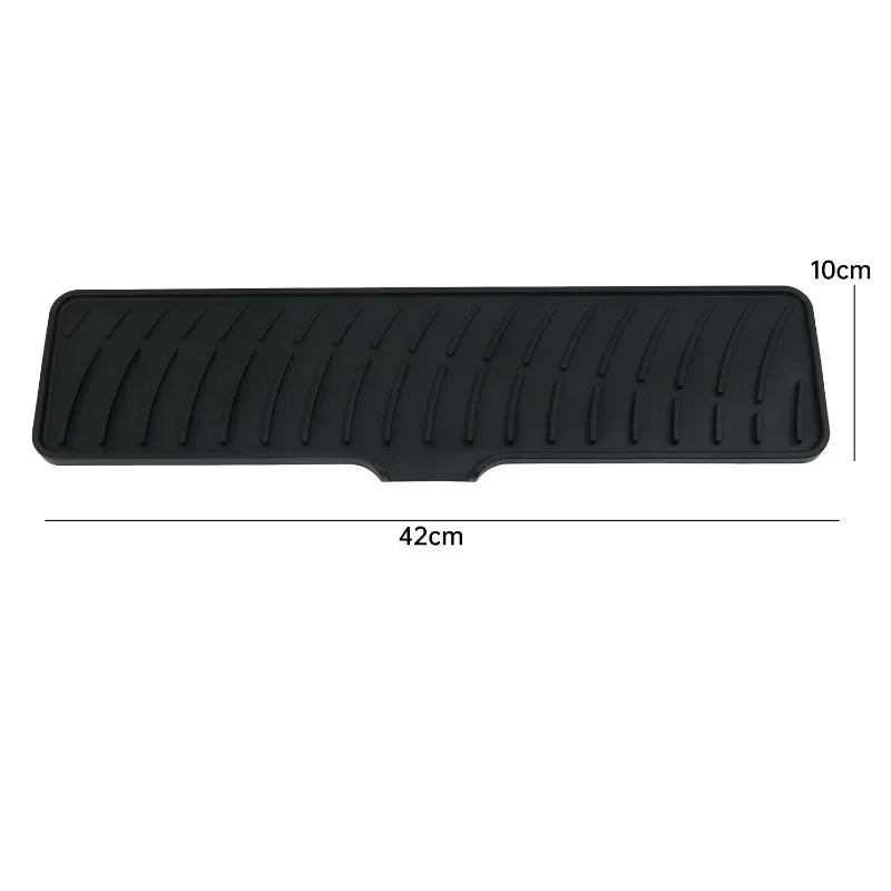 Kitchen Sink Mat Water-resistant Silicone Pad Around Tap Draining Pads Behind Faucet with Lip Drip Catcher Sink Protector Mats