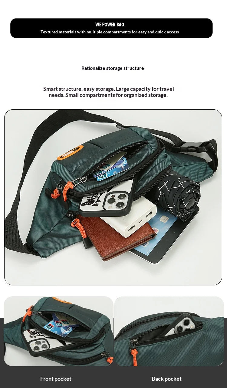 HOMEFISH Waterproof Waist Bag – Large Capacity Unisex Fanny Pack for Travel, Work, Construction & Outdoor Use