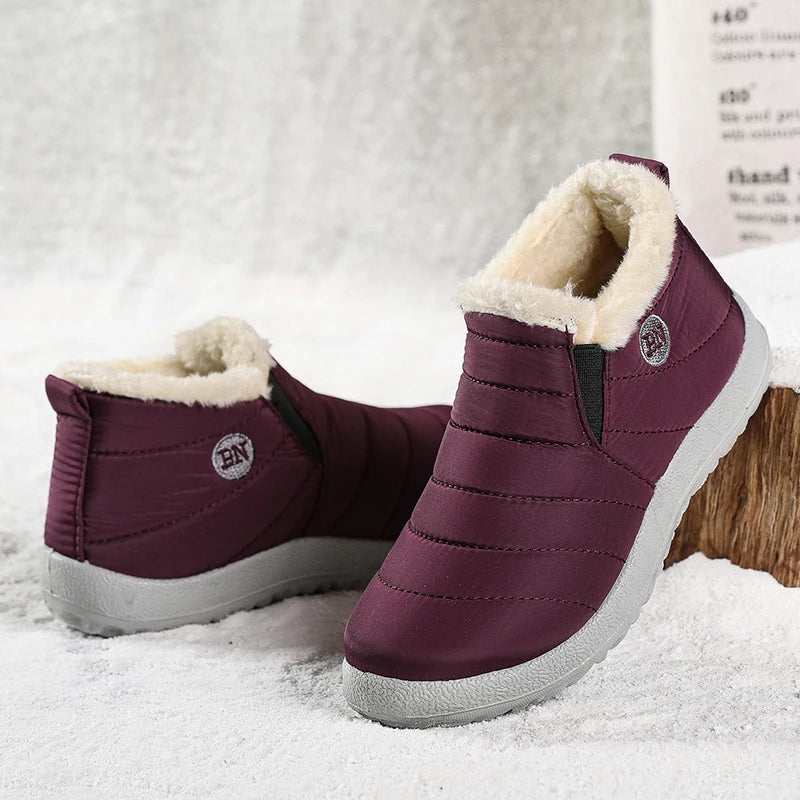 Men's Warm Fur Flat Shoes Waterproof Winter Slip-On Sneakers For Men