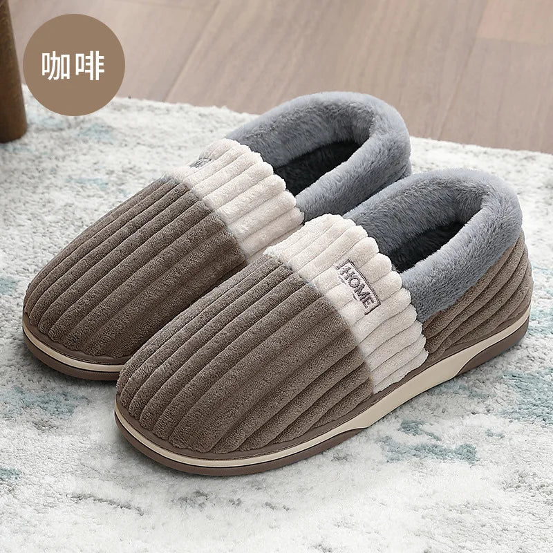 Men's Fur Fluffy Winter Warm Plush Slippers For Indoor and Outdoor Use Anti-Slip Cotton Fuzzy Shoes