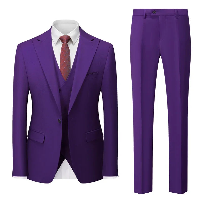 Men's Italian Business Gentleman Slim Suit, Groom Wedding Blazers, Italian Costume - Sizes M to 5XL