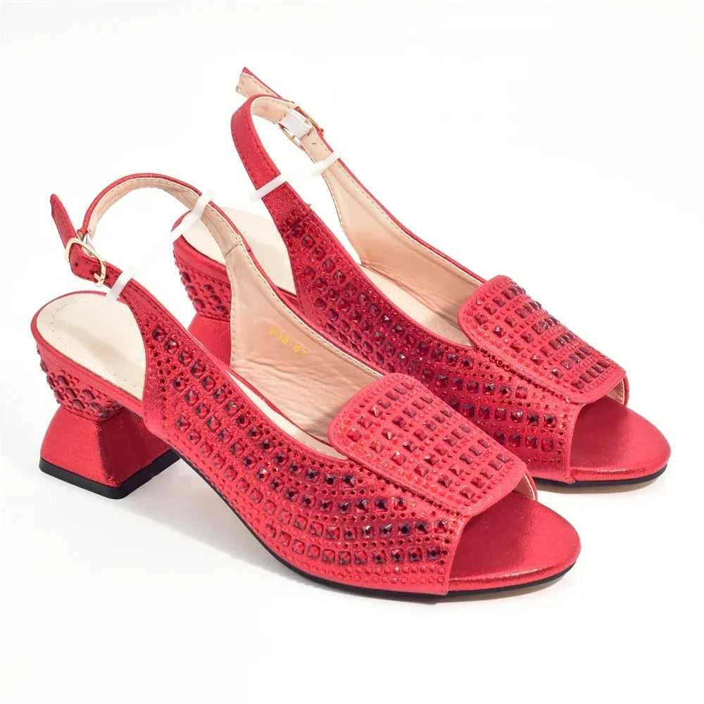 Italian Design Elegant Evening Shoes and Bag Set African Crystal Comfortable Shoes and Bag Commuter Women's Shoes