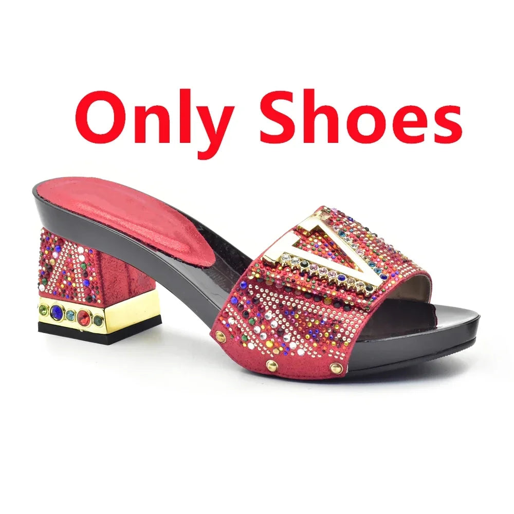 Luxury Shoe and Bag Set for Party in Women Wedding Shoes Woman Bride Rhinestone Design Elegant Shoes for Lady Peep Toe Pumps