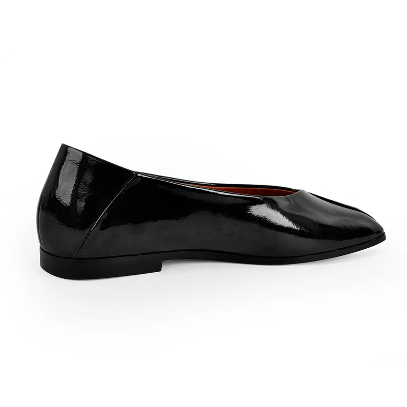 Women Square Toe Flats Metallic Leather Stylish Casual Shoes Silver Fashionable Loafer Flats