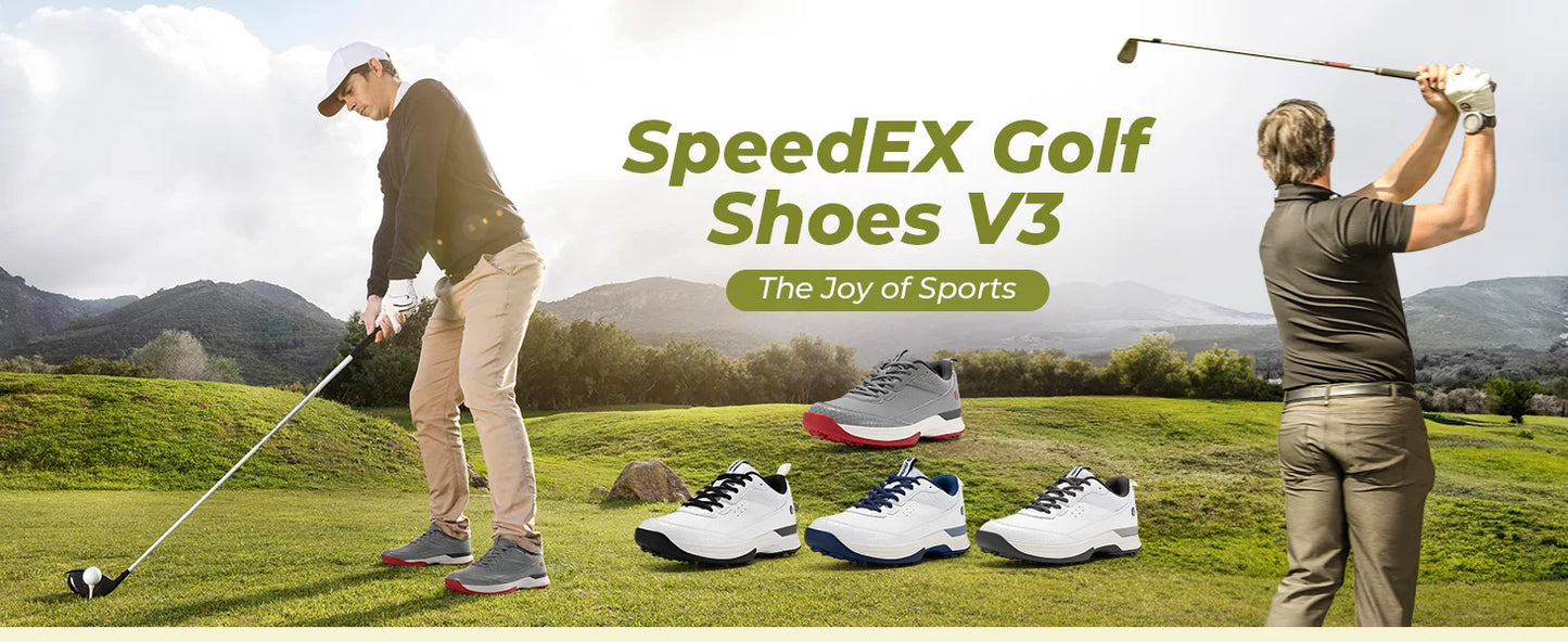 Men's Wide Golf Shoes Professional Outdoor Water Resistant Golf Shoes for Course with Spikes