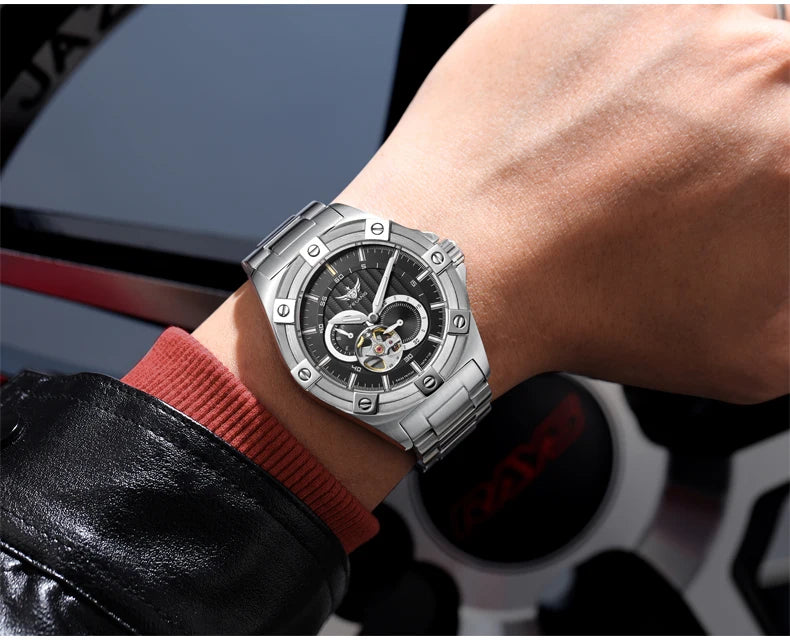 Yelang V1024 Men's 44mm Automatic Mechanical Watch Luminous 100m Water Resistant Japan Miyota 82S7 Movement Stainless Steel Band