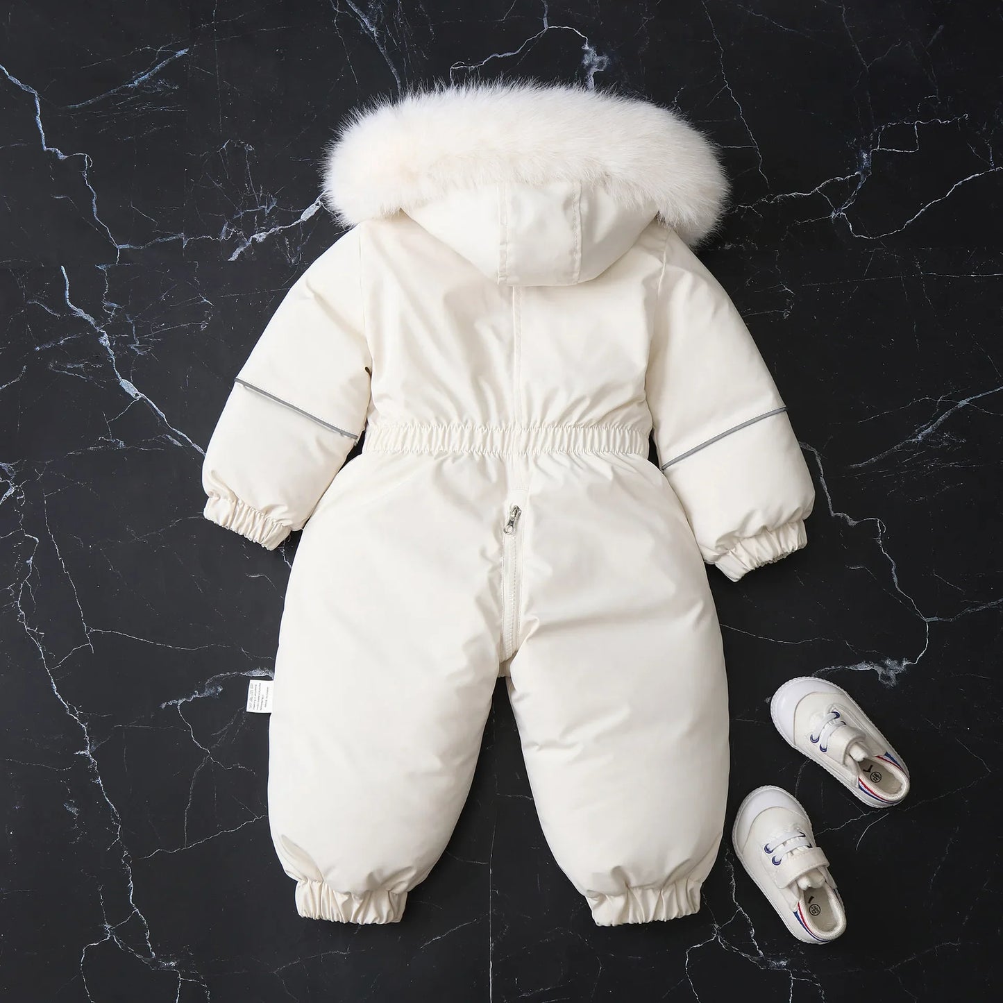 Unisex Children's Winter Warm Ski Suit Polar Fleece Lining Jumpsuit Waterproof Overalls Kid's Hooded Sportswear 1-5Y