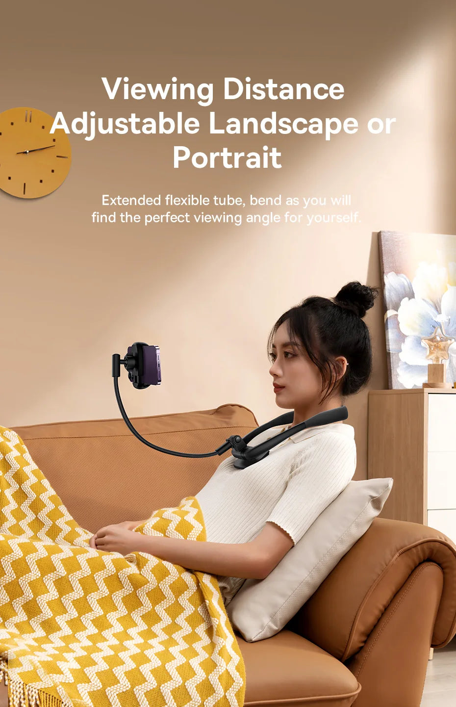 Baseus Flexible Universal Neck Phone Holder Hanging Neck Lazy Necklace Cell Phone Desk Mount Bracket for iPhone 16 15 14 Pro Max