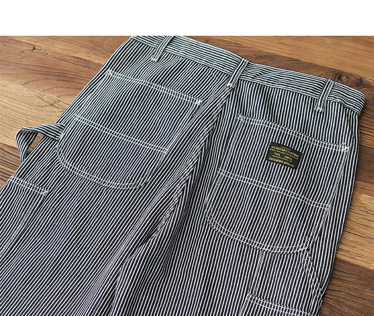 3903# Spring New American Retro Denim Carpenter Cargo Jeans Men's 100% Cotton Washed Loose Casual Multi-pocket Straight Pants
