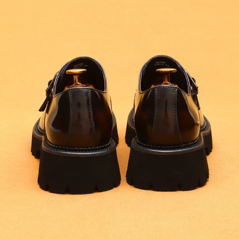 British casual leather shoes genuine leather formal business men shoes thick soled Oxford shoes patent leather Derby shoes