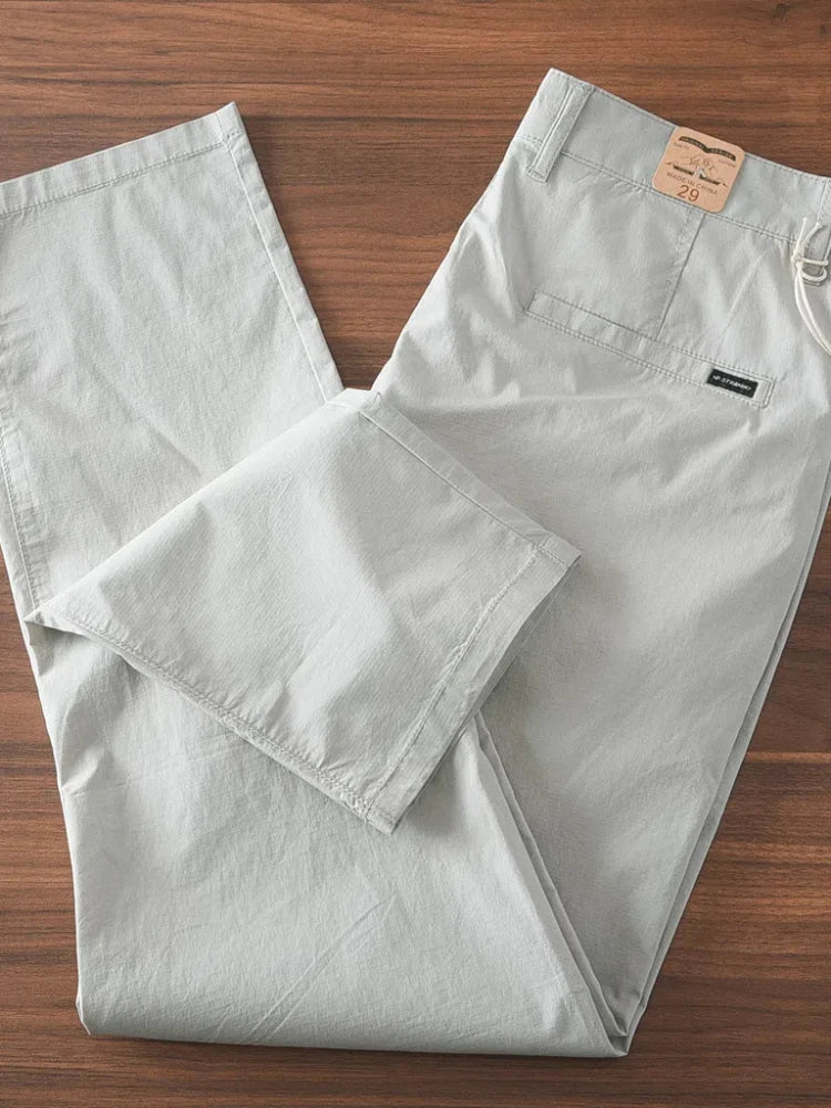 2025 Zomer Nieuwe Amerikaanse Retro Dunne Snel drogende Ice Silk Stretch Broek Heren Eenvoudige Chino Business Casual Rechte Broek