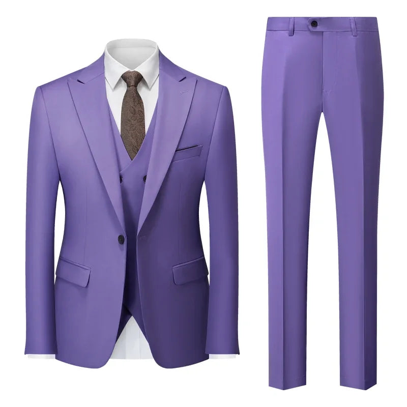 Men's Italian Business Gentleman Slim Suit, Groom Wedding Blazers, Italian Costume - Sizes M to 5XL