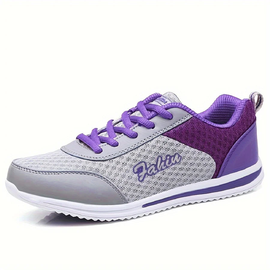 Breathable Sneakers For Women 2024 New Fashion Solid Color Soft Women Sneakers Mesh Fabric Lace Up Woman Shoes Female Footwear