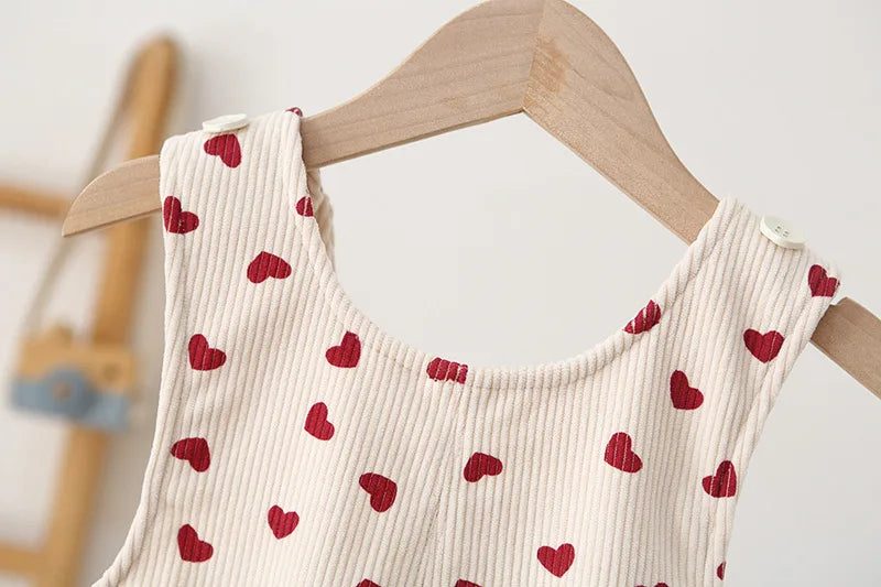 New Autumn Baby Trousers Toddler Cute Love Overall 1-4T Infant Girls Versatile Loose Corduroy Pants