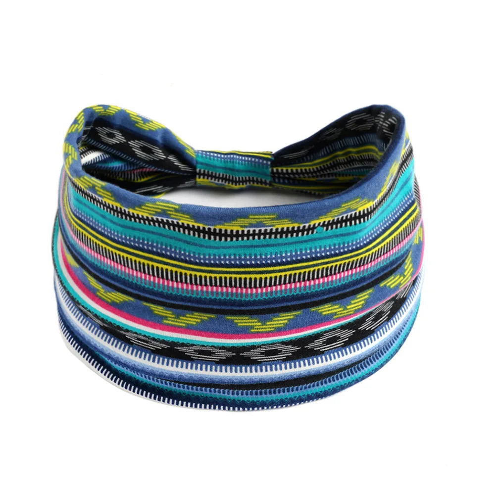 Bohol Headbands Women Wide Knotted Hairbands Elastic Turban Head Bands Non-Slip Floral Yoga Sports Sweatbands Workout Head Wraps