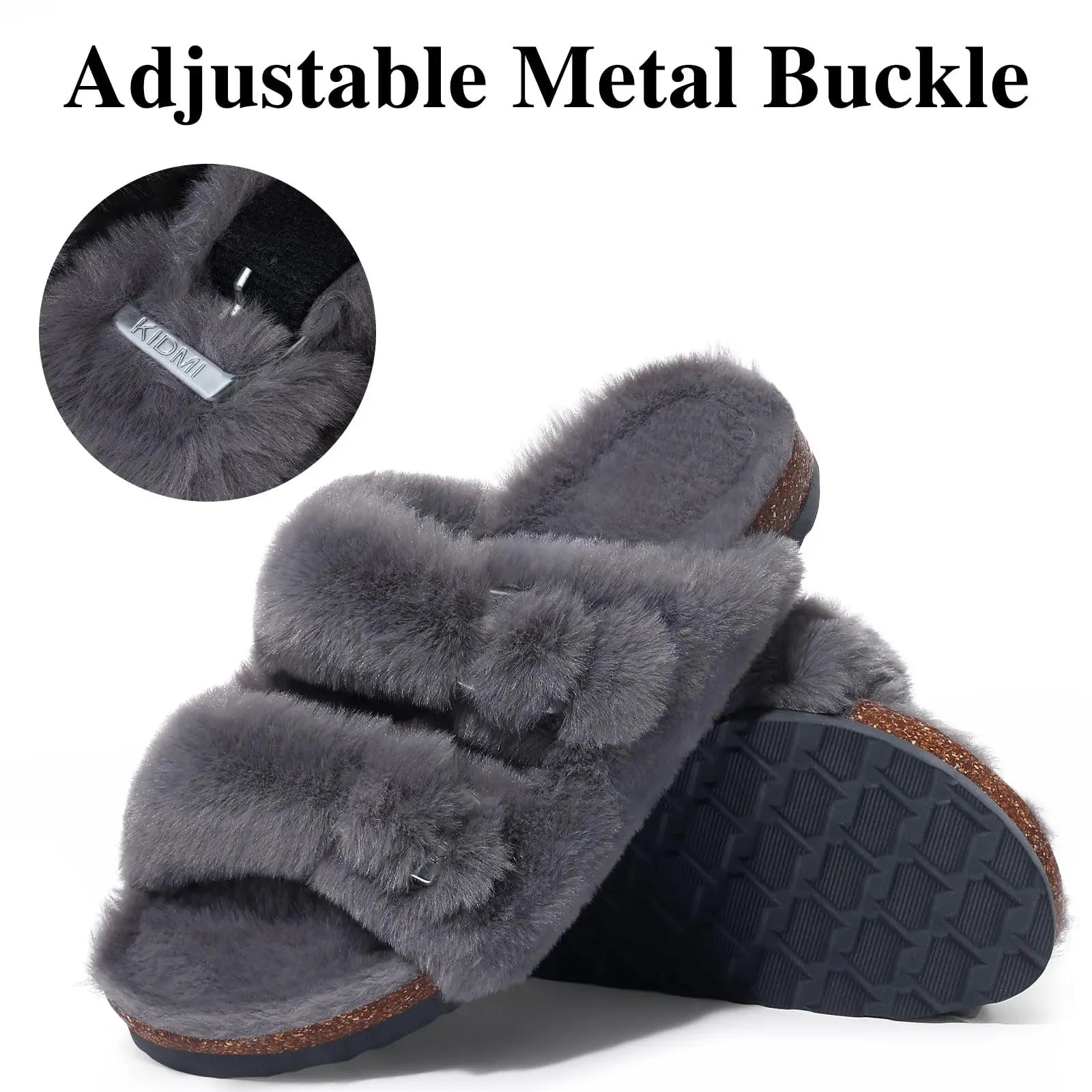 Women's Winter Warm Leisure Slippers Non-Slip Outdoor Slides Cork Insole Cosy Slip-On With Arch Support Suitable As Ladies' Sandals