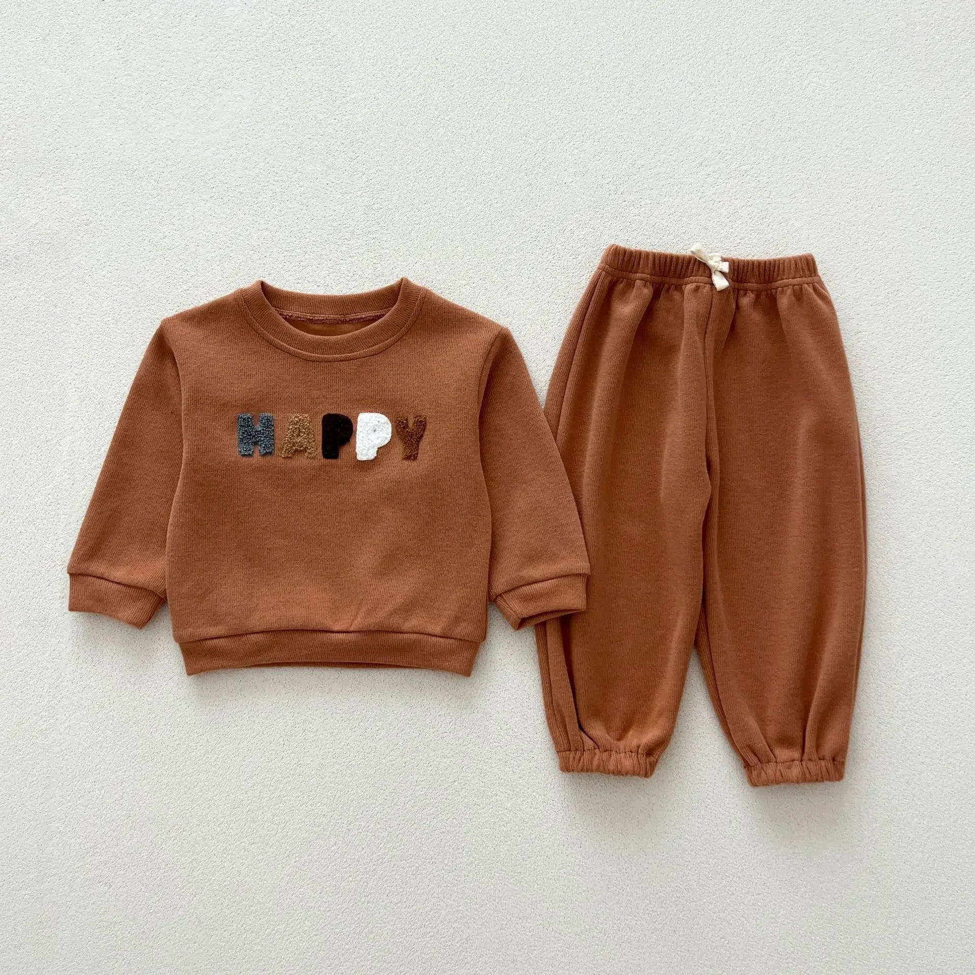 NEW Autumn Children's Clothing Pullover Set Boys Sweatshirt and Pants Girls Letter Hoodies Suit Kid's 2PCS Outfit 0-4Y Unisex