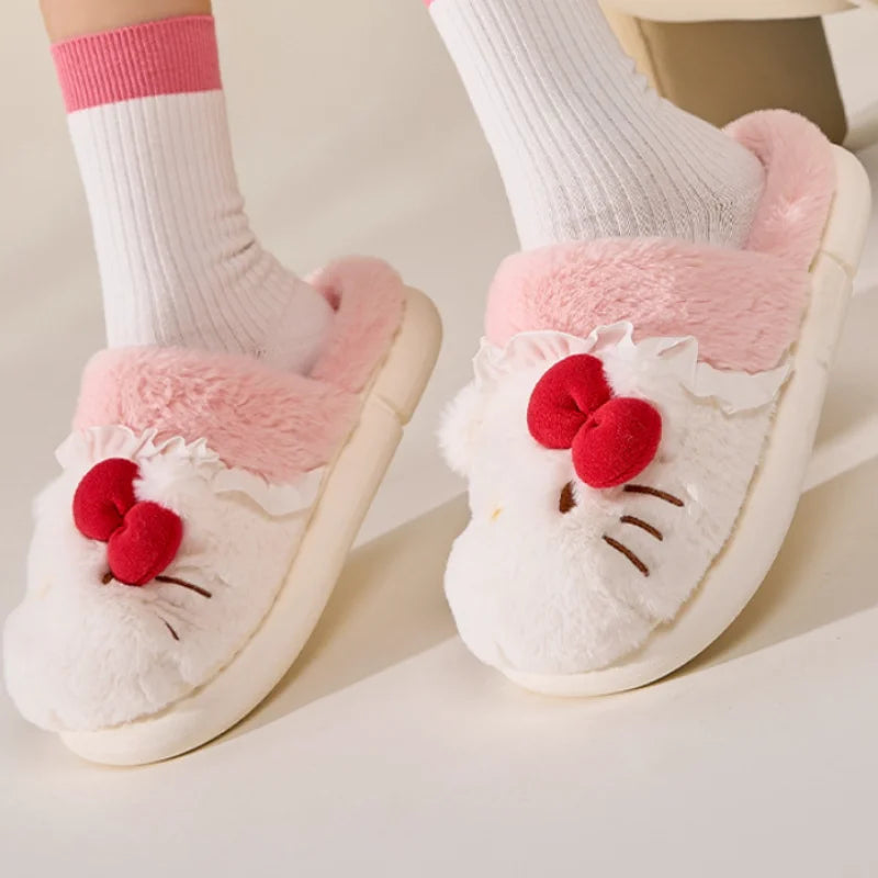 Kids' Slippers House Shoes Cartoon Hello Kitty Winter Shoes Warm Anti-Slip Soft Bottom Shoes For Girls Size 36-41