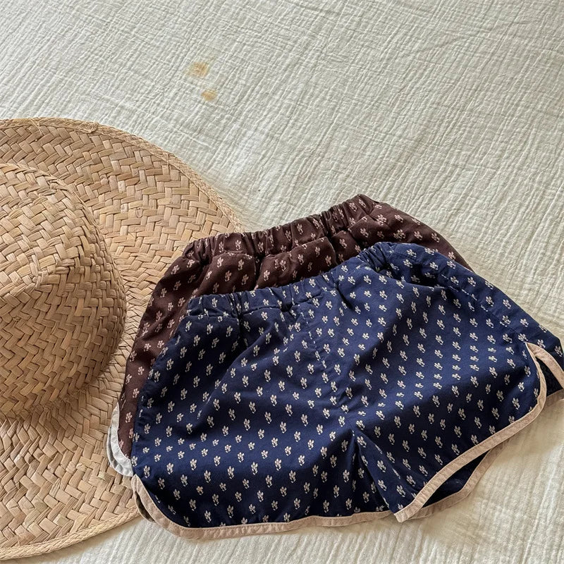 2025 Zomer Nieuwe Baby Meisjes Schattige Bloemen Shorts Kinderen Losse Katoenen Shorts Veelzijdige Kinderprint Casual Shorts Peuterkleding 4-6Y Unisex
