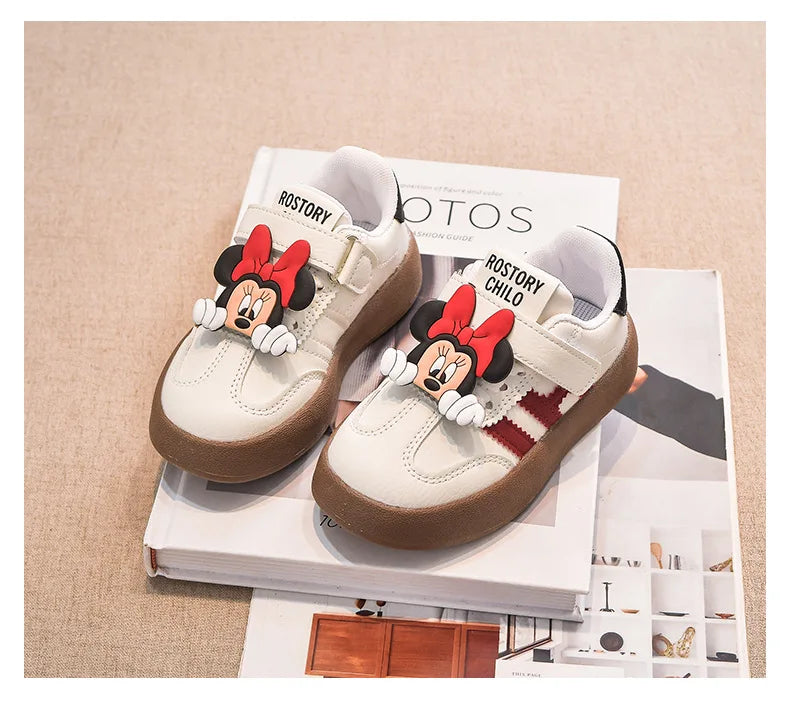 Cartoon Children's Casual Shoes Cute Minnie Girls Sneakers Fashion Mickey Boys Sport Shoes Anti-Slip Soft Sole Kids Board Shoes