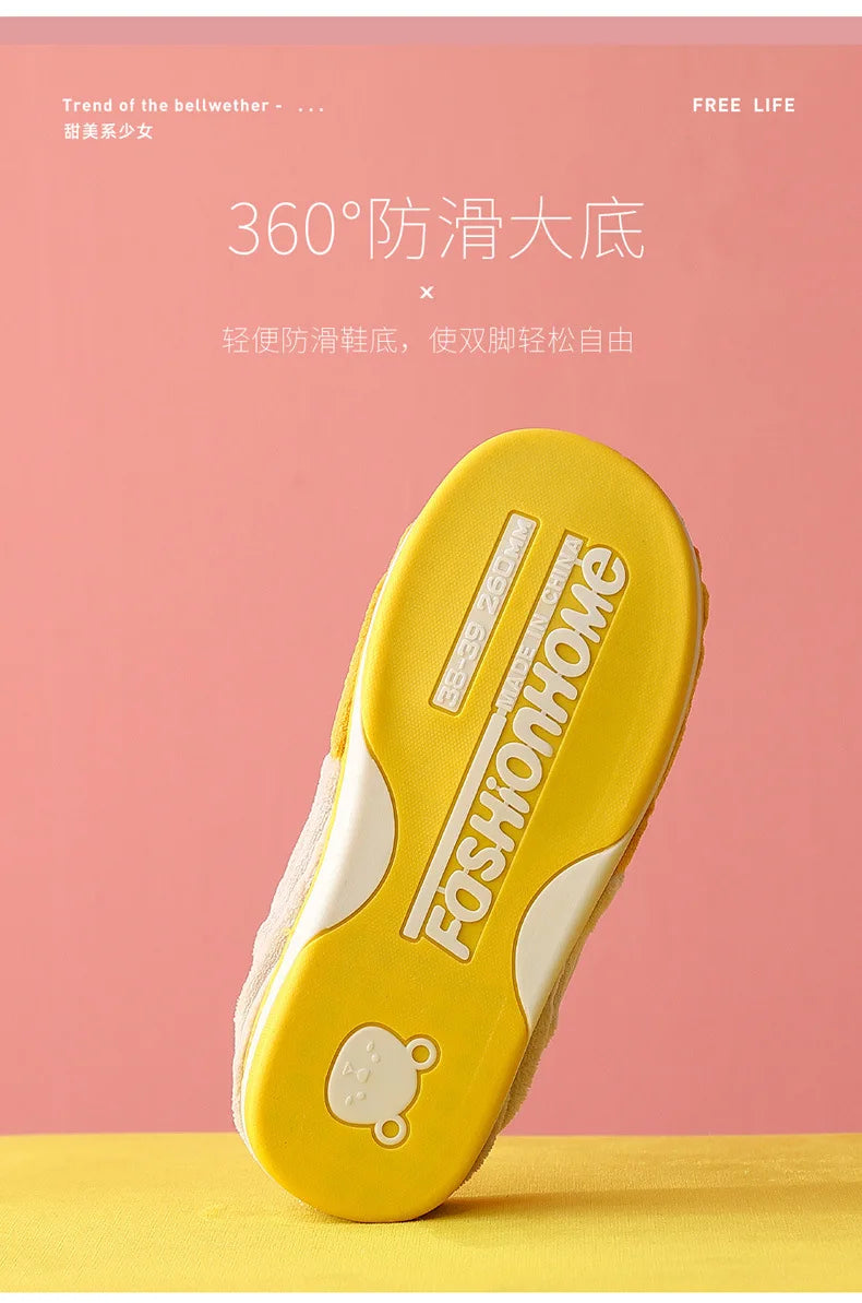 Unisex Fur Fluffy Indoor Slippers With Soft Comfy Furry Bedroom Slides and Non-Slip Plush Flat Cotton Shoes