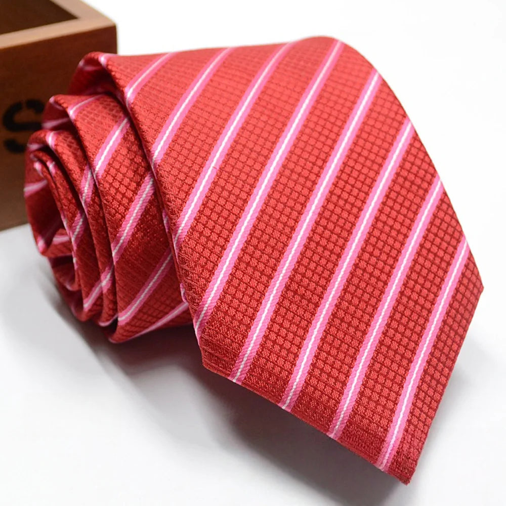Men's Solid Colour Stripe Floral Jacquard Necktie 7-8cm Width Fashionable Daily Wear Cravat for Wedding Party Gift