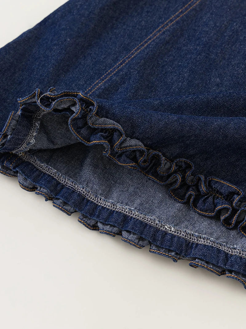 2024 New Summer Girl's Dress Kid's Sweet Denim Tank Dress Children Tops Outfit 1-7Y Girls