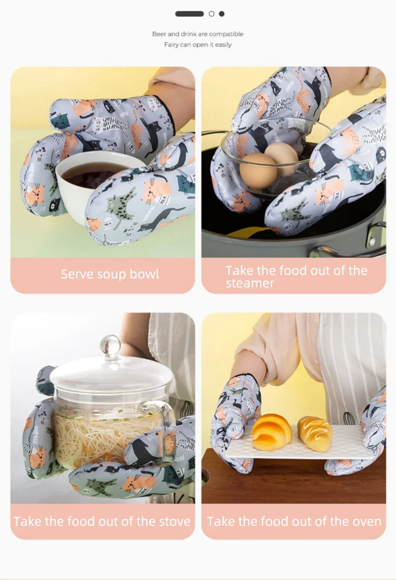 GIANXI Microwave Mitts Gloves  Anti-scald  Heat Resistant Insulation Non-slip Kitchen Tools Oven Mitts Baking Accessories