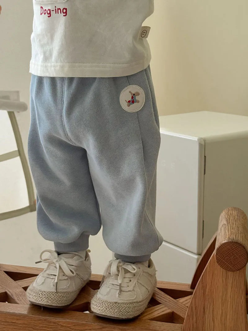 New Autumn Boys Girls Dog Baseball Uniform Cartoon Embroidered Pattern Kids Coat Fashion Children Clothes Pants 9M-5T Unisex