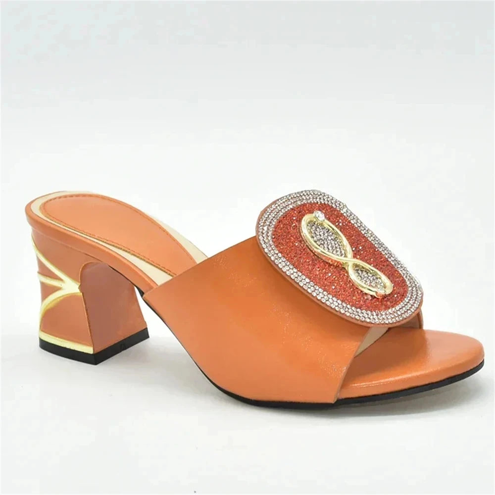 Ladies Bridal Wedding Nigeria Shoes with Rhinestones Italian High Heels Wedding Slippers Italian Women Party Pumps