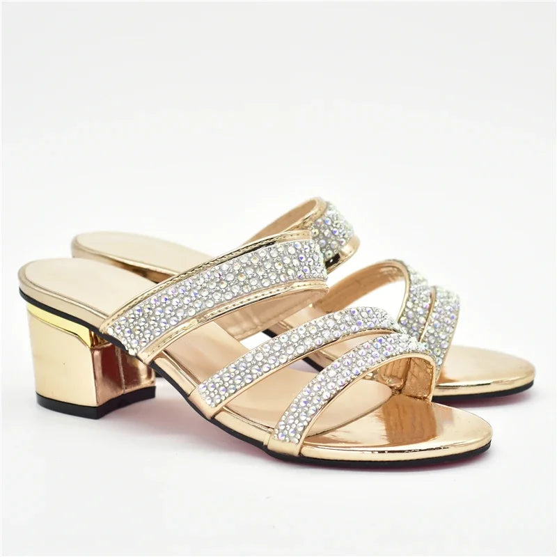 Italian Style Summer Slippers Sweet Style for Royal Wedding Party Sling Backs Sandals Rhinestone Women Wedding Shoes