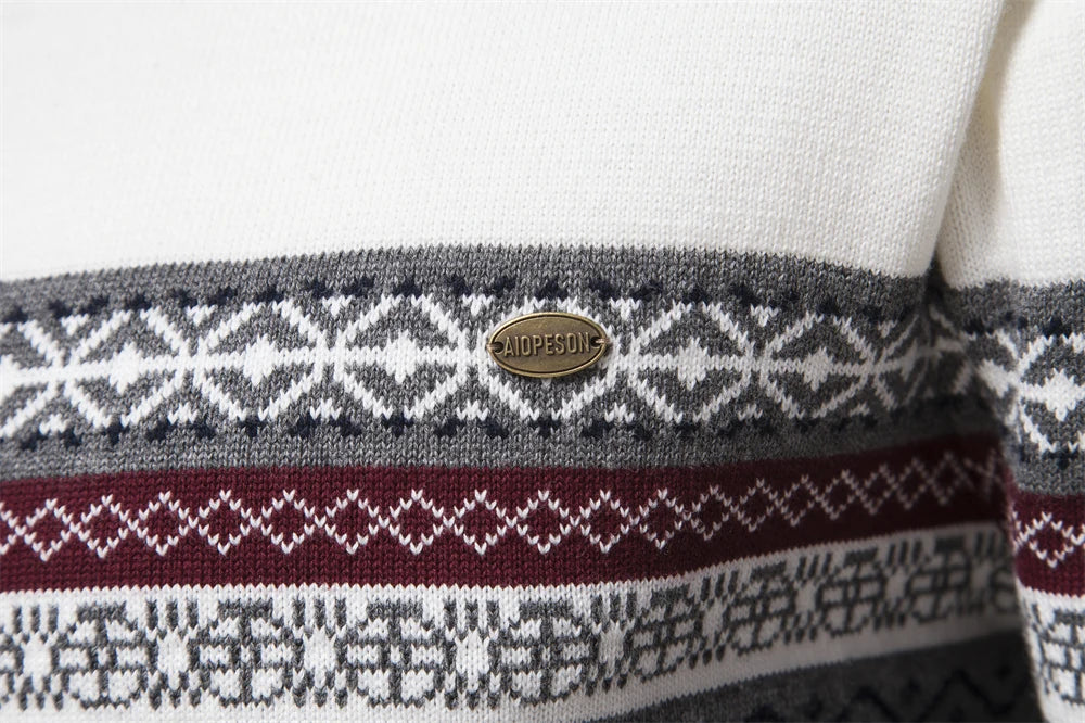 Men's Autumn High Quality Zipper Pullers Warm Winter Cotton Sweaters for Men Ethnic Patterns Casual Male Sweater