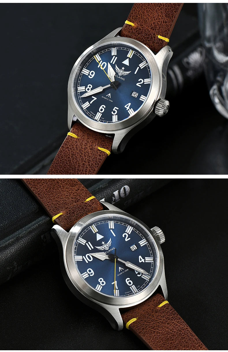 Yelang V1021 Men Quartz Watch 42mm Swiss Ronda Movement Luminous T100 100m Waterproof Men's Diving Watch 316L Stainless Sapphire