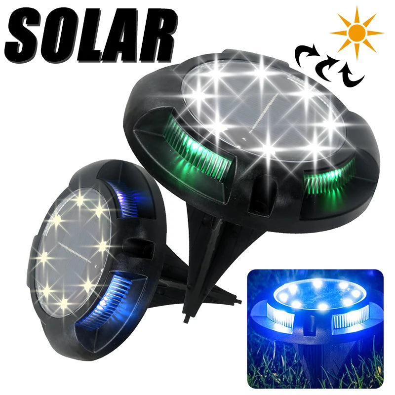 12LED Solar Underground Light Circular Outdoor Garden Solar Underground Light Deck Light Buried Solar Light Garden Decoration