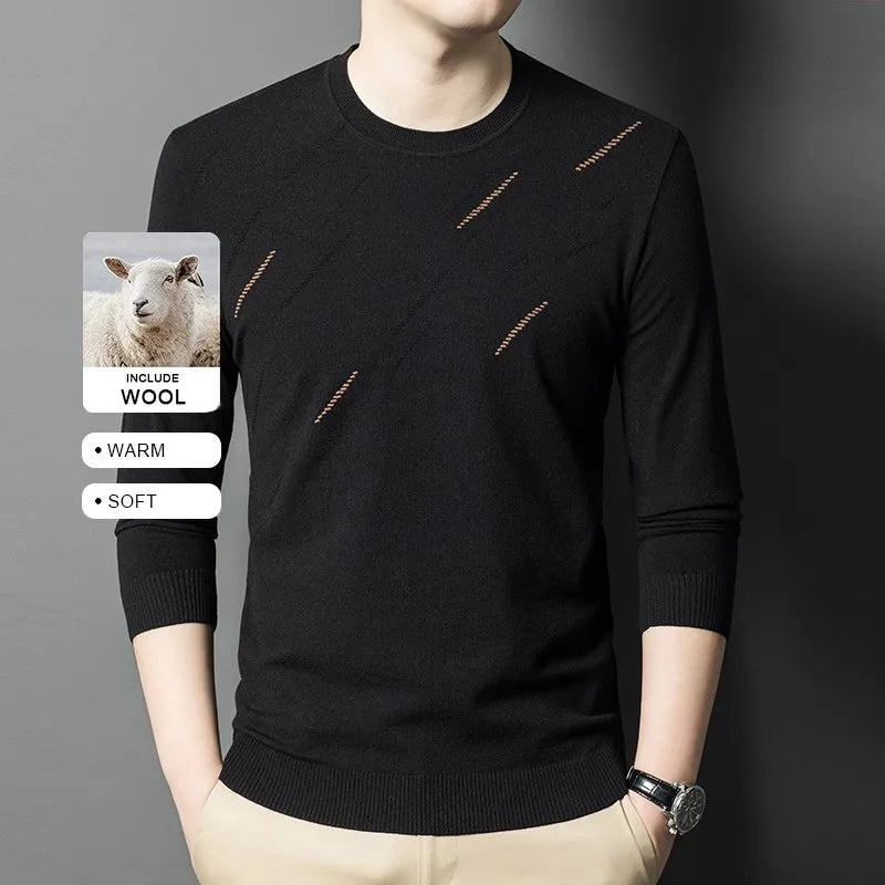 Men's High-End Woollen Designer Knitted Pullover Sweater, Casual Graphic Trendy Korean Brand, and Male Jumpers