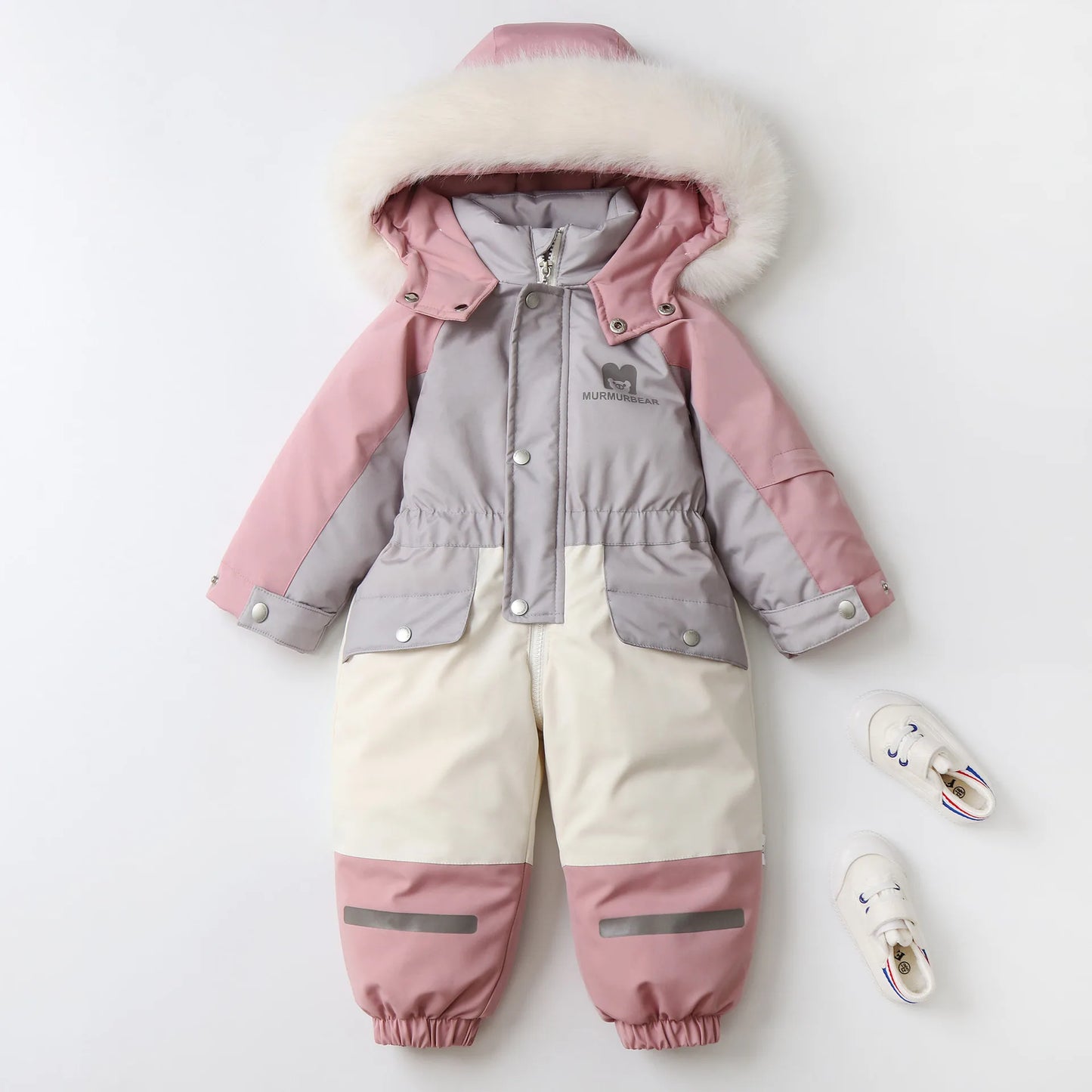 Winter Children's Clothes Snowsuit Boys Fur Lining Overalls Thicken Kids Snowsuit Hooded Ski Suit Girls Warm Jumpsuit 4-6Y Unisex