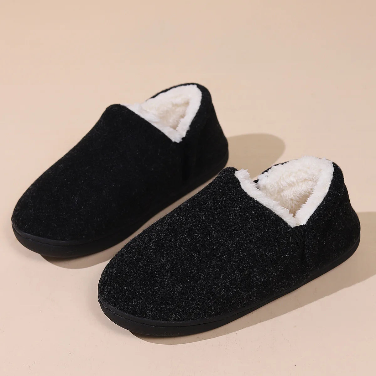 Unisex Warm Fuzzy Lined House Slippers With Comfort Memory Foam Cotton Shoes Non-Slip Fur Flat Footwear For Indoor and Outdoor Use