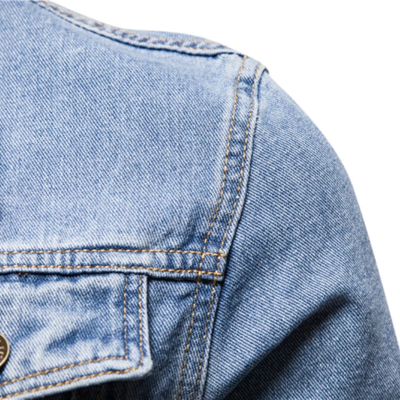 Cotton Denim Jacket Men's Casual Solid Colour Lapel Single Breasted Jeans Jacket Autumn Slim Fit Quality Men's Jackets