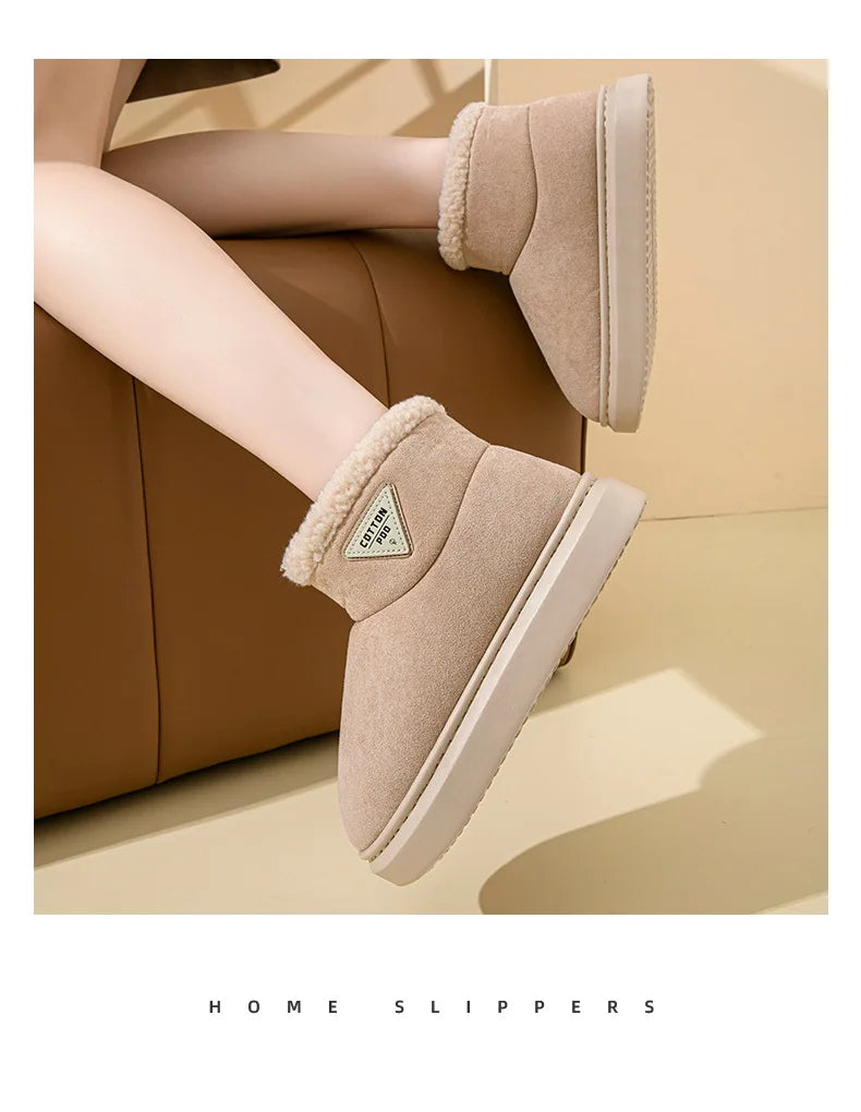 Women's Winter Warm Furry Snow Boots With Soft Plush Cosy Cotton Soft Bottom and Non-Slip Comfort Suitable For Home and Outdoor Use Ladies Shoes