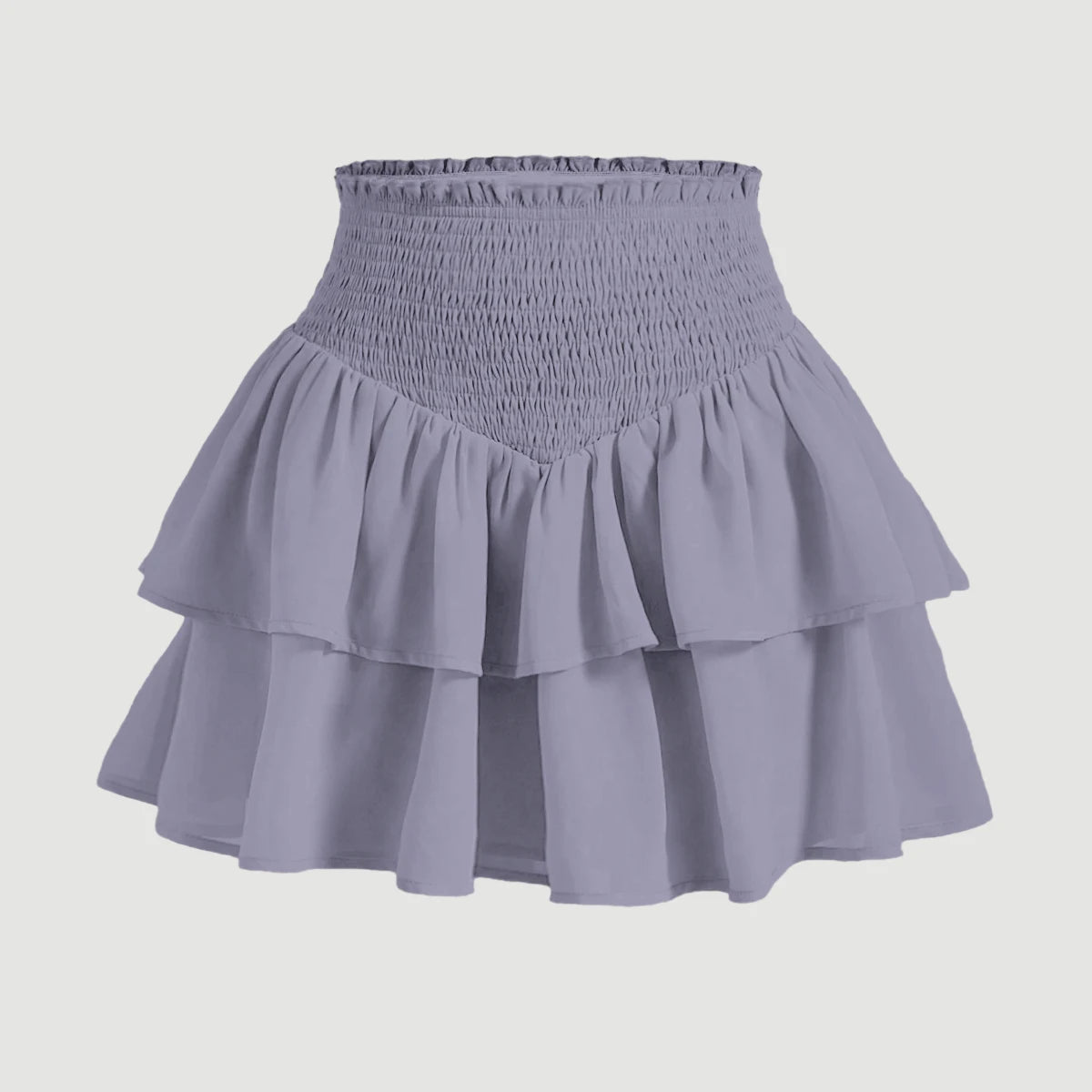 Dames minirok met hoge taille, peplum, gelaagd, casual, alle seizoenen, basic, effen, preppy, uitlopende A-lijn rokken