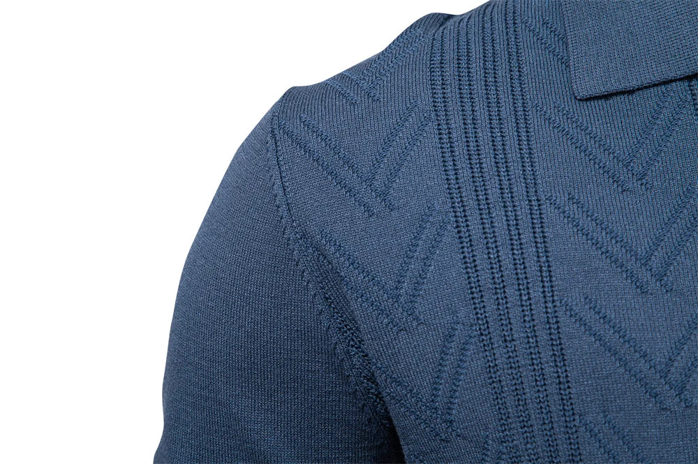2025 Men's Henley Polo Solid Colour Long Sleeve Fashion Forward Cut Luxury Business Social Premium Male Polo