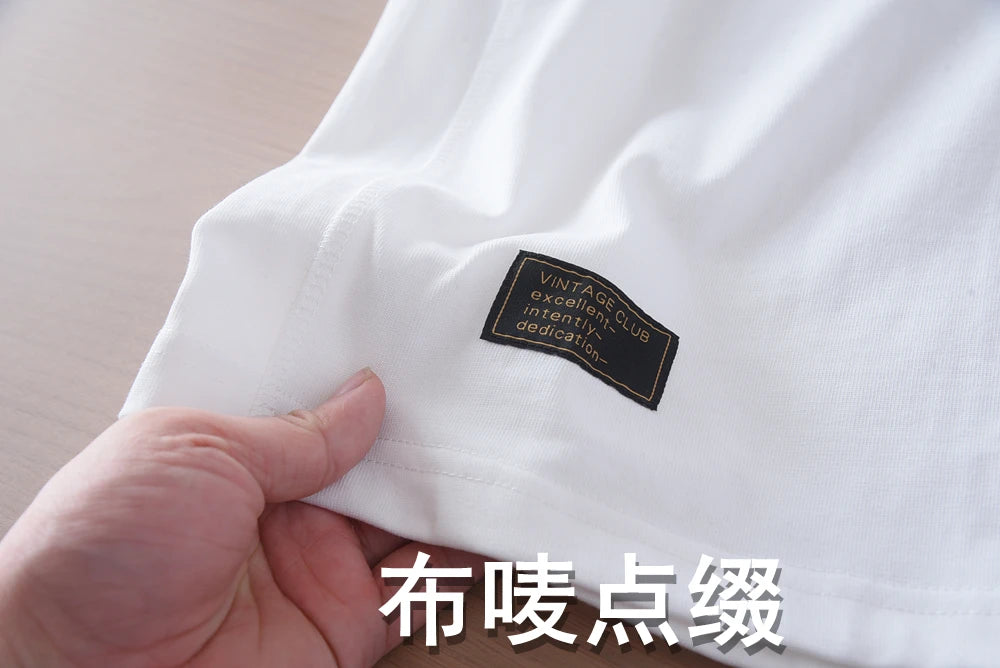 2025 Summer New American Retro 280G Short Sleeve O-neck Solid Color T-shirt Men's Fashion 100% Cotton Washed Casual Loose Tops