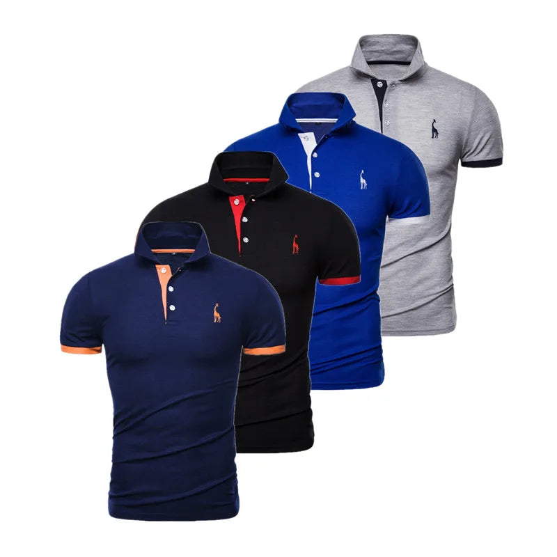 Men's 4 Pcs Embroidery Polo Shirt Casual Business Social Short Sleeve Summer Quality Slim Fit Shirts For Men